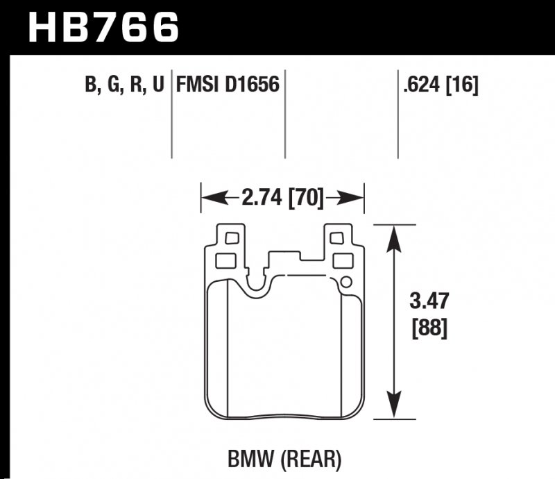 Колодки тормозные HB766R.624 HAWK Street Race; задн. BMW M4 F82, F32; M3 F80 F30; F20 F22 F87 M-Per