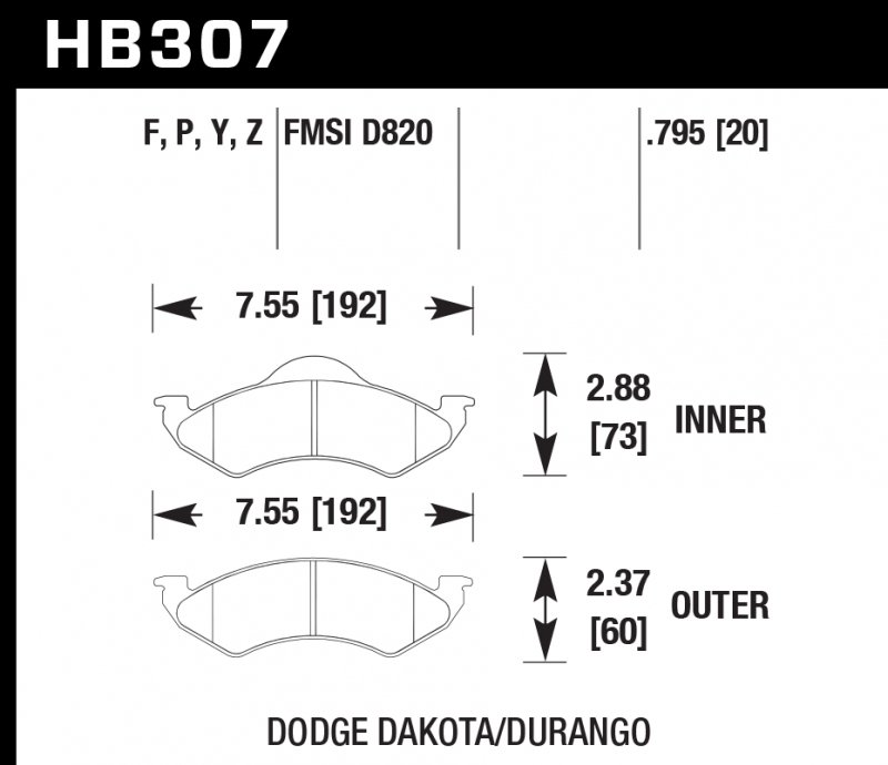Колодки тормозные HB307Y.795 HAWK LTS