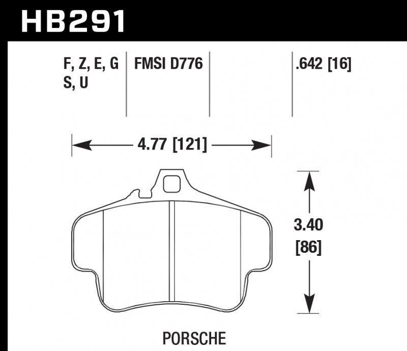 Колодки тормозные HB291F.642 HAWK HPS  PORSCHE 911 (996) (997); Boxster (981)