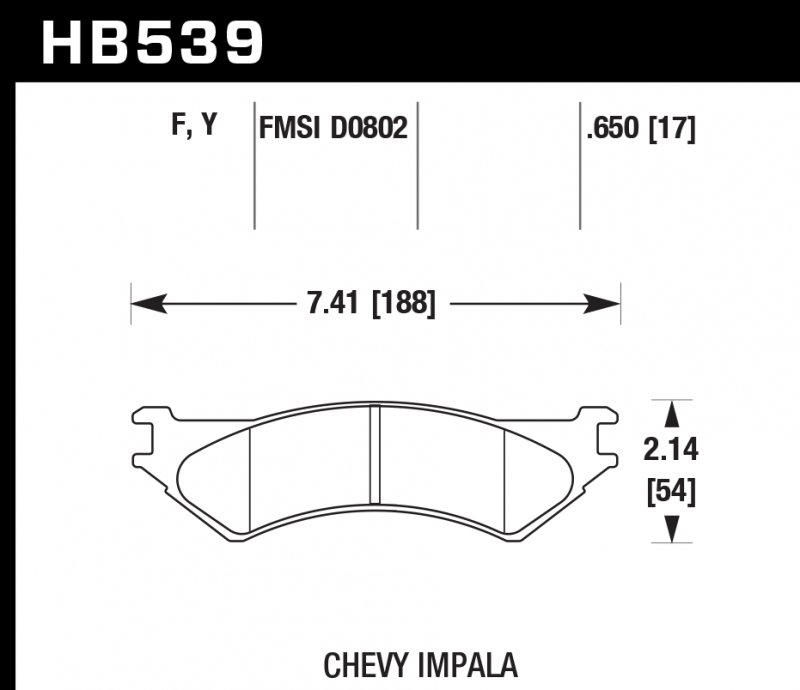 Колодки тормозные HB539F.650 HAWK HPS; 17mm