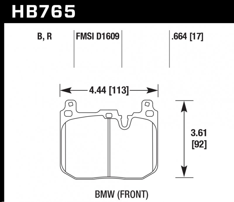 Колодки тормозные HB765R.664 HAWK Street Race; перед BMW M4 F82, F32; M3 F80 F30; F20 F22 F87 M-Perf