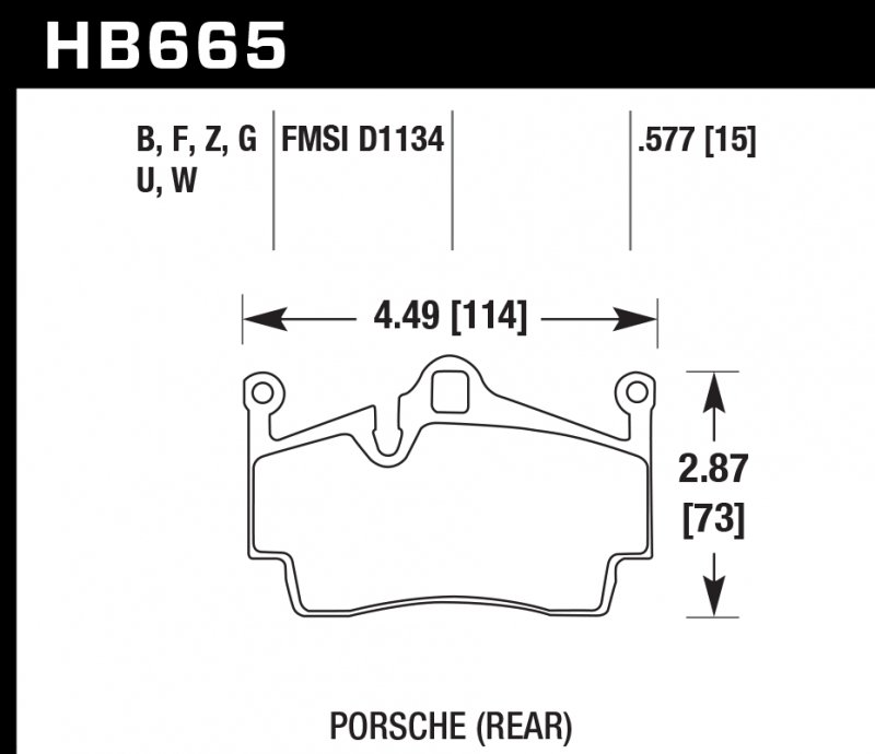 Колодки тормозные HB665G.577 HAWK DTC-60 Porsche задн. Cayman, Boxster,