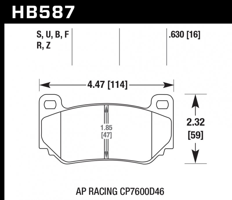Колодки тормозные HB587Q.630 HAWK DTC-80; AP Racing 16mm