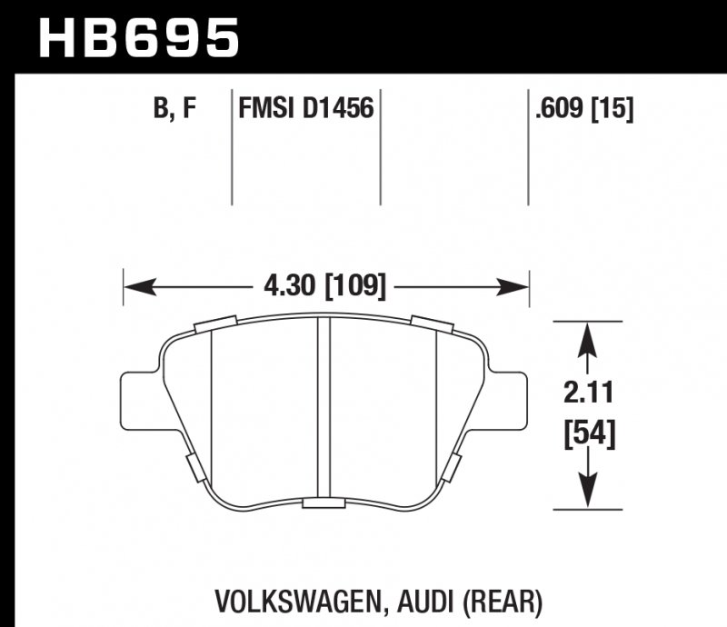 Колодки тормозные HB695F.609 HAWK HPS задн. AUDI A3 8P; VW Golf 6; Skoda Octavia; Seat Leon