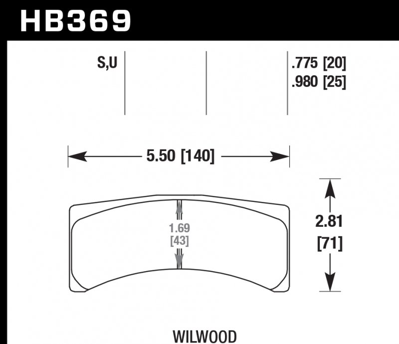 Колодки тормозные HB369S.775 HAWK HT-10 Wilwood 20 mm
