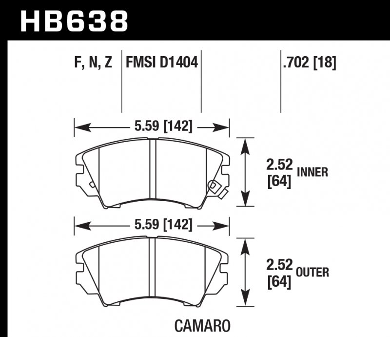 Колодки тормозные HB638F.702 HAWK HPS Opel Astra J 1.4 / 1.6 Turbo, Saab 9-5, 2.0T, 2010->