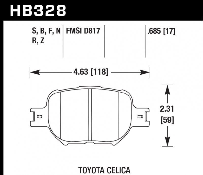 Колодки тормозные HB328F.685 HAWK HPS передние TOYOTA Celica, Corolla Verso