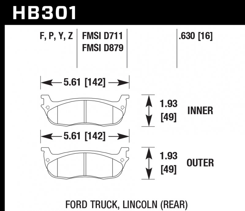 Колодки тормозные HB301Y.630 HAWK LTS