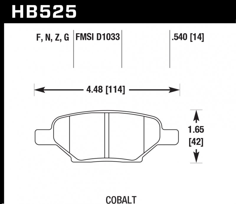 Колодки тормозные HB525G.540 HAWK DTC-60 Cobalt (Rear) 14 mm