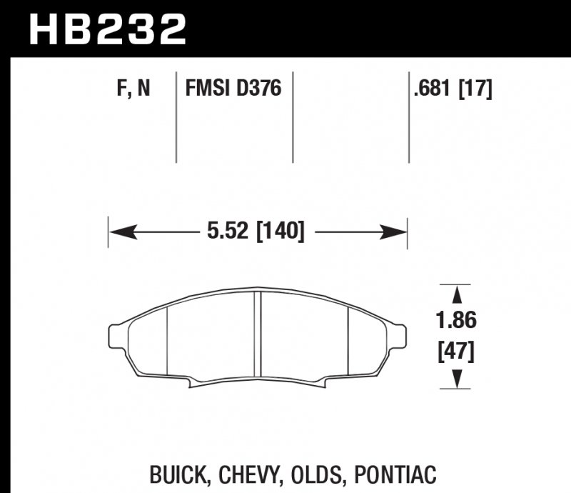 Колодки тормозные HB232F.681 HAWK HPS