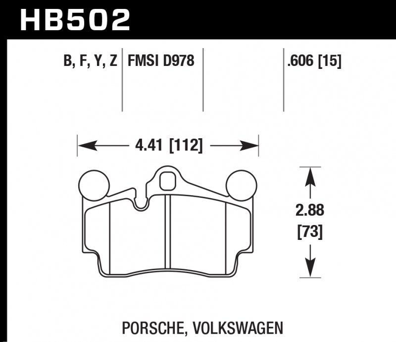 Колодки тормозные HB502Z.606 HAWK PC задние PORSCHE Cayenne (955) / Audi Q7 / VW Touareg