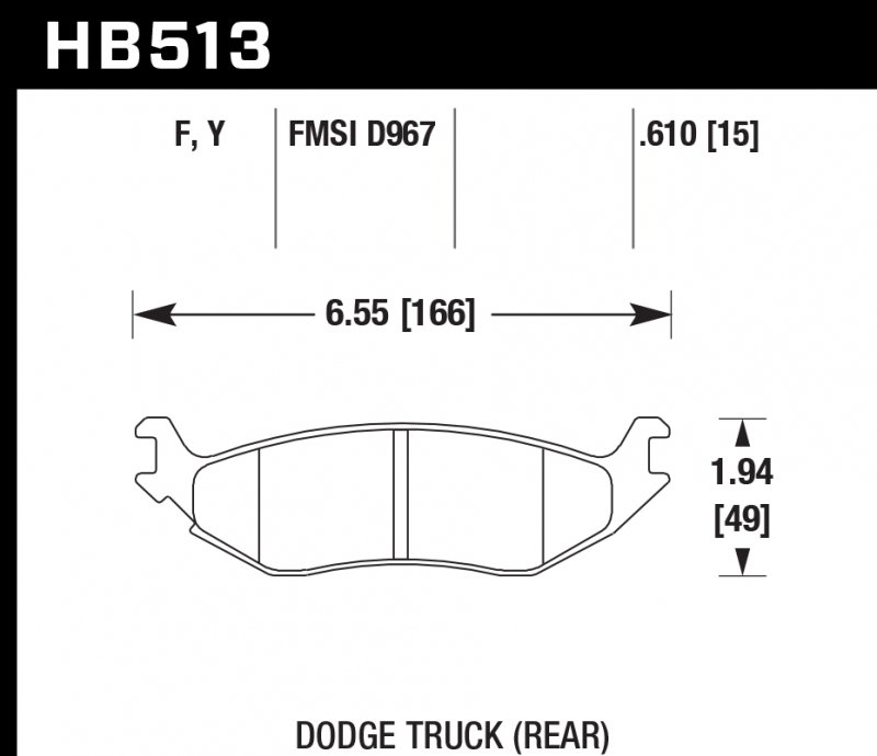 Колодки тормозные HB513F.610 HAWK HPS задн. DODGE RAM 1500, DURANGO