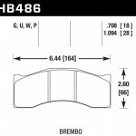 Колодки тормозные HB486W1.094 HAWK DTC-30 Brembo, Rotora 6 поршн. 28 mm