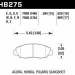 Колодки тормозные HB275G.620 HAWK DTC-60 Acura/Honda 16 mm
