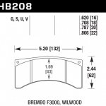 Колодки тормозные HB208V.708 HAWK DTC-50; Brembo F3000 18mm