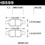 Колодки тормозные HB599F.616 HAWK HPS передние INFINITI G35, G37 (комплектация sport) /  EX35 , EX37