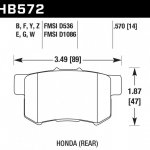 Колодки тормозные HB572E.570 HAWK Blue 9012 Acura/Honda (Rear) 14 mm