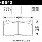 Колодки тормозные HB542V.600 HAWK DTC-50; Wilwood 7816 15mm