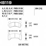 Колодки тормозные HB119L.594 HAWK MT-4 GM Metric 15 mm