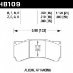 Колодки тормозные HB109E.650 HAWK Blue 9012; AP Racing 17mm