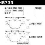 Колодки тормозные HB733S.748 HAWK HT-10; BMW (Front) 19mm