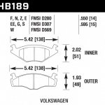 Колодки тормозные HB189S.550 HAWK HT-10 Volkswagon 14 mm