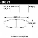 Колодки тормозные HB671U.628 HAWK DTC-70 задние Subaru BR-Z/Toyota GT86