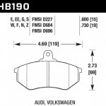 Колодки тормозные HB190Z.600A HAWK PC передние VW Golf II,III