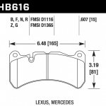 Колодки тормозные HB616G.607 HAWK DTC-60 Lexus, Mercedes 15 mm