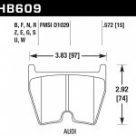 Колодки тормозные HB609B.572 HAWK 5.0  AUDI RS4, RS6, R8, Brembo G (комплект 8 шт.) / JBT FB8P