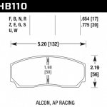 Колодки тормозные HB110S.654 HAWK HT-10; AP Racing, Alcon, Proma 4 порш; HPB тип 2, Rotora,17mm