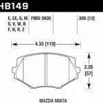 Колодки тормозные HB149EE.505 HAWK Blue 42; Mazda Miata MX-5 1.8L 13mm