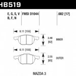 Колодки тормозные HB519V.682 HAWK HT-14 Mazda 3 17 mm