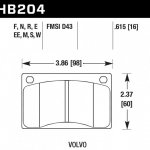 Колодки тормозные HB204S.615 HAWK HT-10 Volvo 16 mm