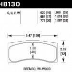 Колодки тормозные HB130Q1.097 HAWK DTC-80; Brembo 3mm