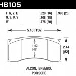 Колодки тормозные HB105W.620 HAWK DTC-30 Brembo, JBT FB4P1 16 mm,