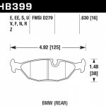 Колодки тормозные HB399EE.630 HAWK Blue 42; BMW (Rear) 16mm