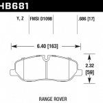 Колодки тормозные HB681Y.686 HAWK LTS  Land Rover Discovery 3, 4; Range Rover 3