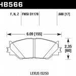 Колодки тормозные HB566F.688 HAWK HPS LEXUS IS250 06-08