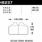 Колодки тормозные HB237V.625 HAWK DTC-50; Wilwood BB, AP Racing, Outlaw 16mm