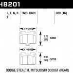 Колодки тормозные HB201E.620 HAWK Blue 9012; Dodge/Mitsubishi 16mm