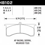 Колодки тормозные HB102G.600 HAWK DTC-60; AP Racing 6, Sierra/JFZ, Wilwood 15mm