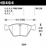 Колодки тормозные HB464S.764 HAWK HT-10 BMW 19 mm