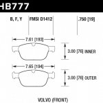 Колодки тормозные HB777F.750 HAWK HPS; передние VOLVO XC60; XC90