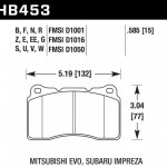 Колодки тормозные HB453F.585 HAWK HPS передние MMC Lancer Evo V-X / SUBARU WRX STI / MEGAN RS