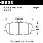 Колодки тормозные HB523E.539 HAWK Blue 9012 Mazda Miata MX-5 (Rear) 14 mm