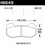 Колодки тормозные HB645V.490 HAWK DTC-50; Wilwood 6712 13mm