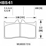 Колодки тормозные HB541G.630 HAWK DTC-60 Wilwood 16 mm