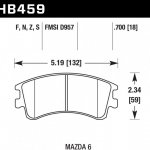Колодки тормозные HB459S.700 HAWK HT-10; Mazda 6 18mm