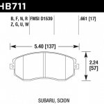 Колодки тормозные HB711W.661 HAWK DTC-30 перед Subaru BRZ, Forester, Impreza 2011-> , Legacy, Outba